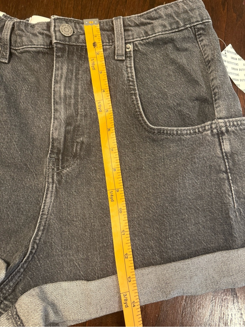 NWT BDG - Urban Outfitters High Rise Stretch Roll Hem Denim Short Grey Wash Sz32 - Picture 13 of 14